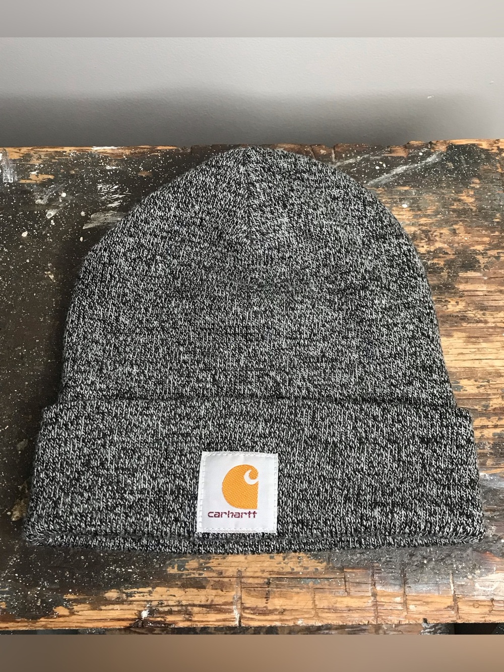 Carhartt Heather Gray Logo Cuffed Knit Beanie